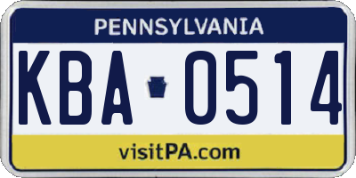 PA license plate KBA0514