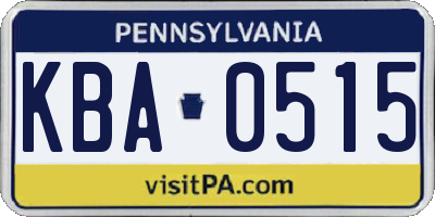PA license plate KBA0515