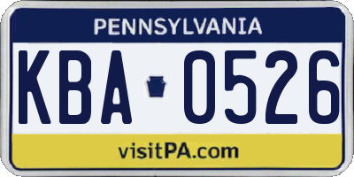 PA license plate KBA0526