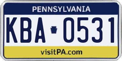PA license plate KBA0531