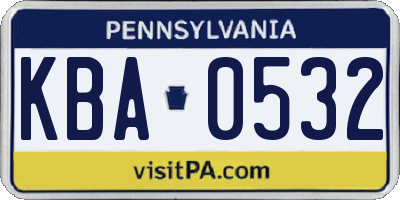 PA license plate KBA0532