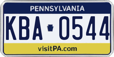 PA license plate KBA0544