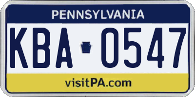 PA license plate KBA0547