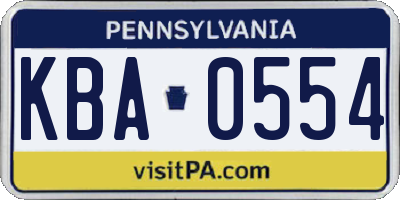 PA license plate KBA0554