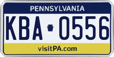 PA license plate KBA0556
