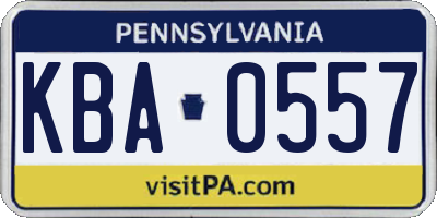 PA license plate KBA0557