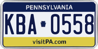 PA license plate KBA0558