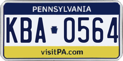 PA license plate KBA0564