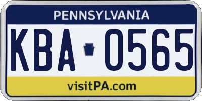 PA license plate KBA0565