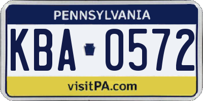 PA license plate KBA0572