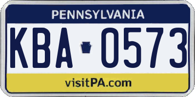 PA license plate KBA0573