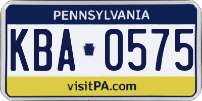 PA license plate KBA0575