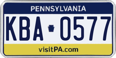 PA license plate KBA0577