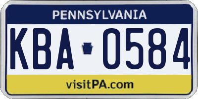PA license plate KBA0584