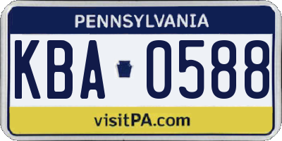 PA license plate KBA0588