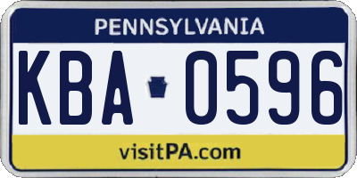 PA license plate KBA0596