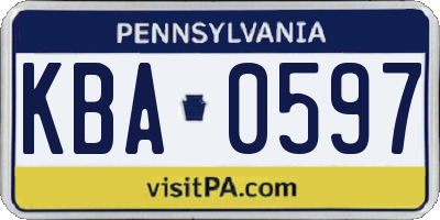 PA license plate KBA0597