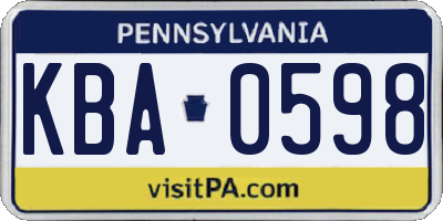 PA license plate KBA0598