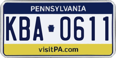 PA license plate KBA0611