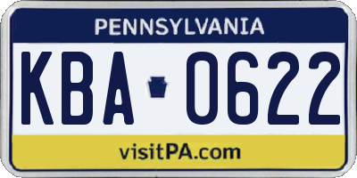 PA license plate KBA0622
