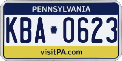 PA license plate KBA0623