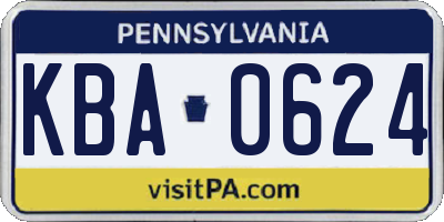 PA license plate KBA0624