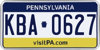 PA license plate KBA0627
