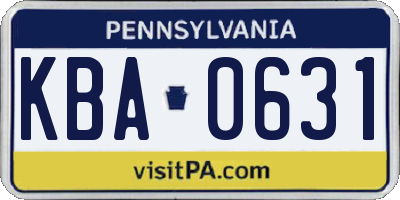 PA license plate KBA0631