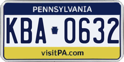 PA license plate KBA0632