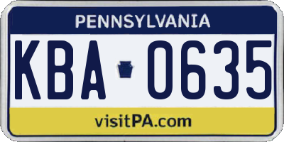 PA license plate KBA0635