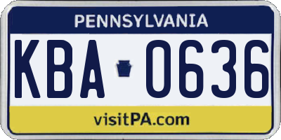 PA license plate KBA0636