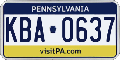 PA license plate KBA0637