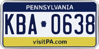 PA license plate KBA0638
