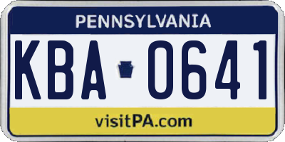 PA license plate KBA0641
