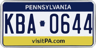 PA license plate KBA0644