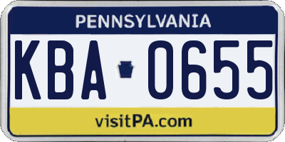 PA license plate KBA0655