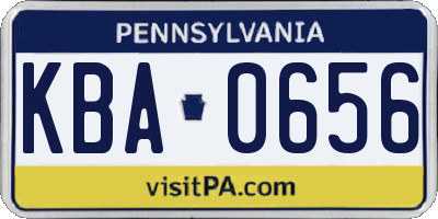 PA license plate KBA0656