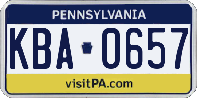 PA license plate KBA0657