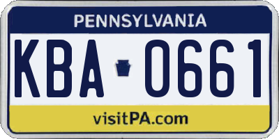 PA license plate KBA0661