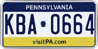 PA license plate KBA0664