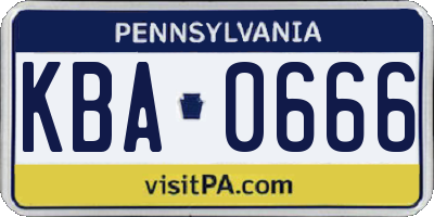 PA license plate KBA0666