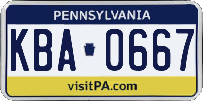 PA license plate KBA0667