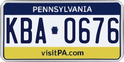 PA license plate KBA0676