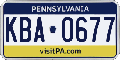 PA license plate KBA0677