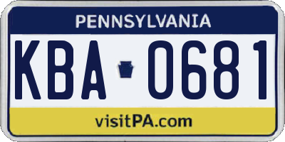 PA license plate KBA0681