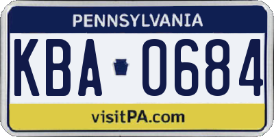 PA license plate KBA0684