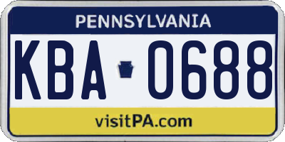 PA license plate KBA0688