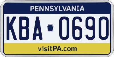 PA license plate KBA0690