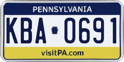 PA license plate KBA0691