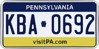 PA license plate KBA0692